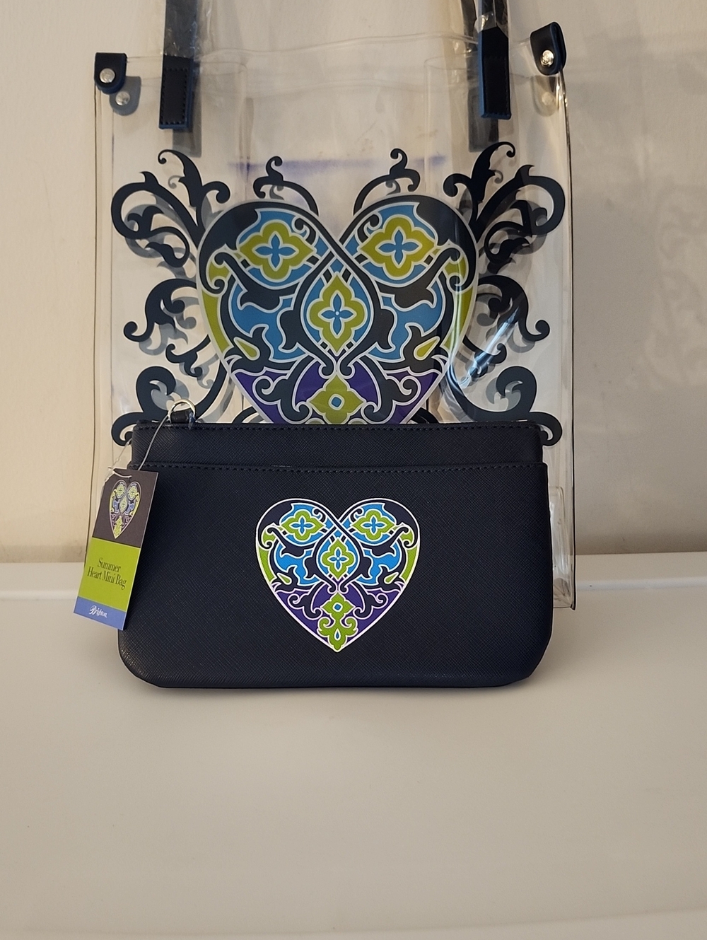 Brighton Summer Heart Mini Crossbody w/Matching Brighton PVC Tote Bag